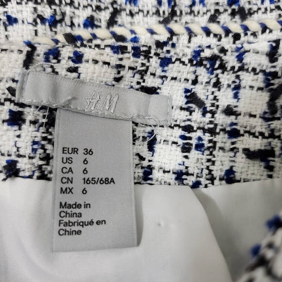 New without Tags! H&M blue/black/white Tweed Skirt - Picture 3 of 5
